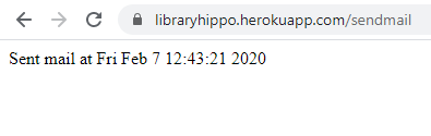 screenshot of LibraryHippo having sent mail from Heroku