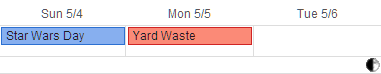 Monday yard waste shown in Google Calendar